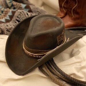 The Georgia Western Rustic Dark Green Hat⭐️NWT Wide-Brim Cowboy